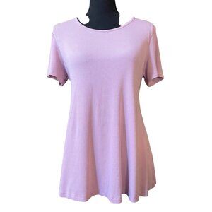 Short Sleeve pink scoop neck ribbed stretch maternity top Medium back tie tunic